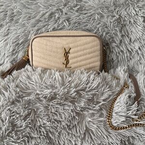 Yves Saint Laurent Cream Quilted Crossbody Bag